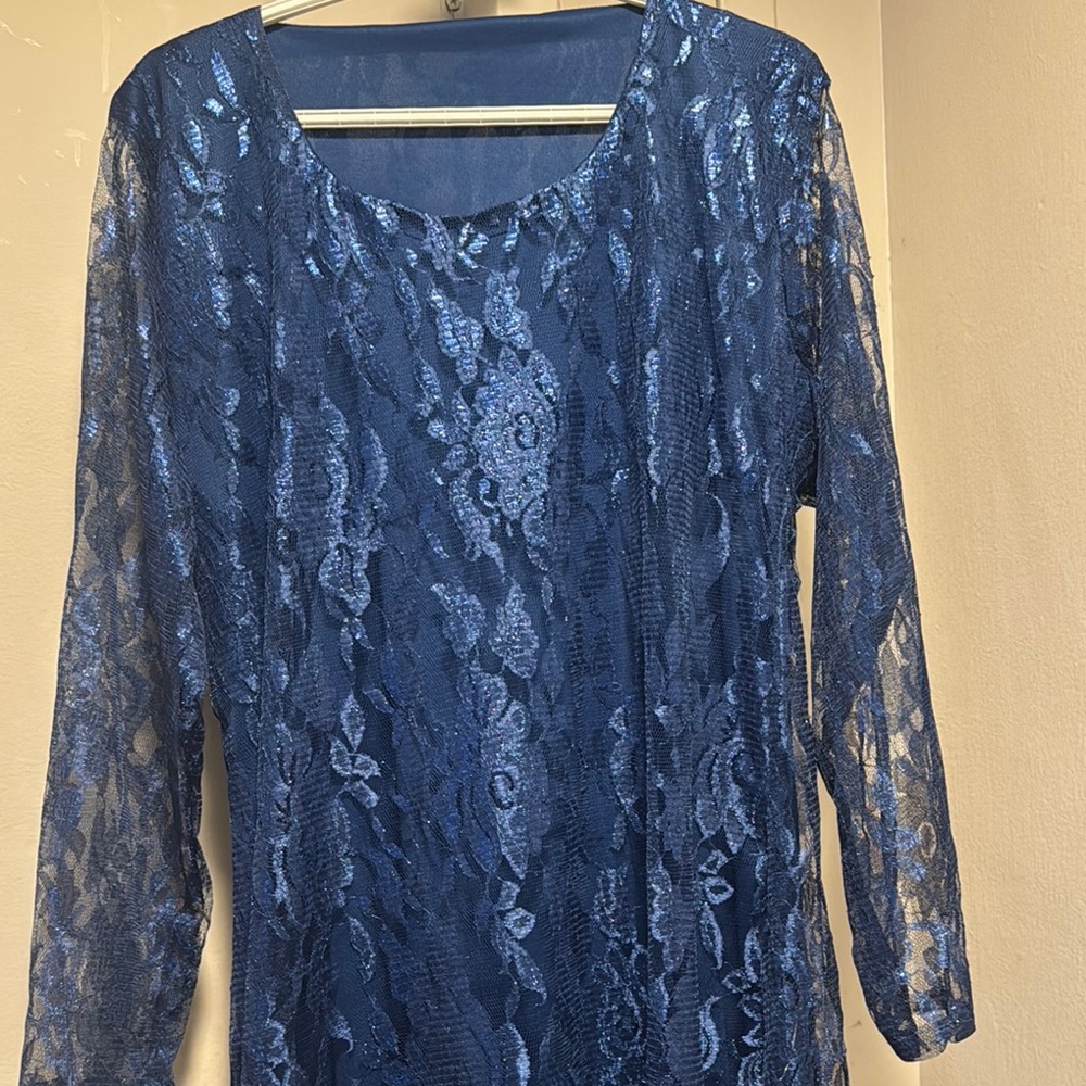 Elegant Blue Lace Dress